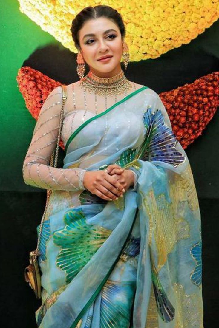 Bangladeshi Actress Jaya Ahsan Wear Sky Blue Saree
