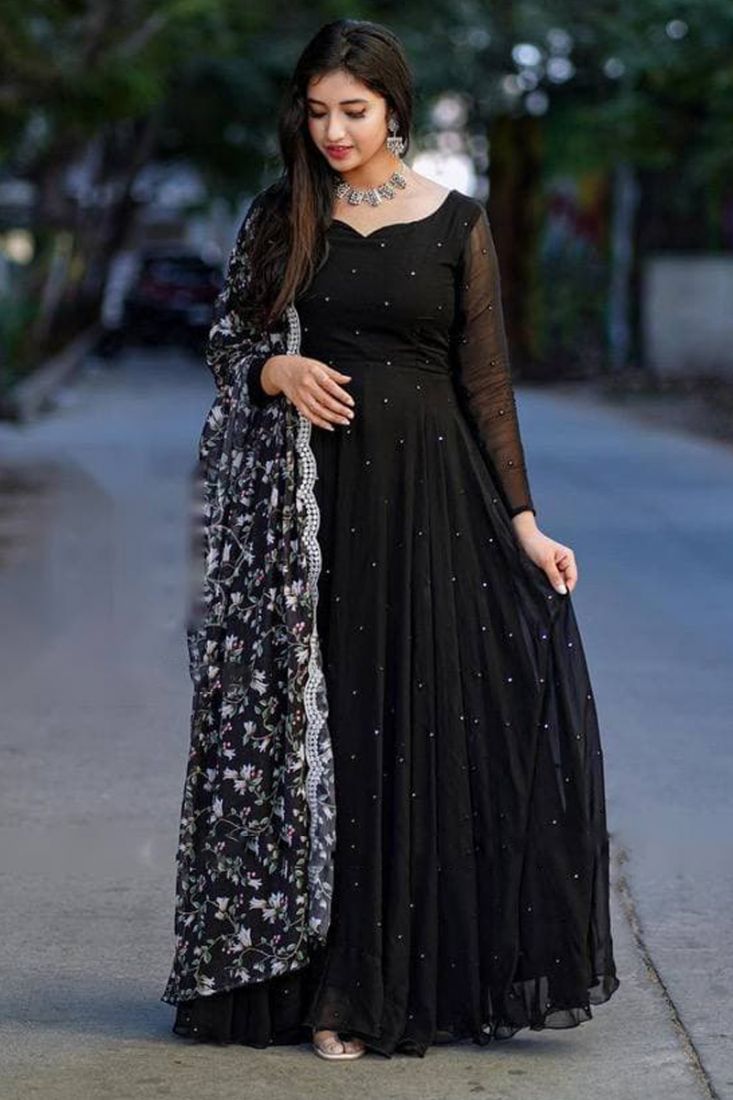 Black Anarkali Gown With Tassels in Warangal at best price by Swag Fashion  - Justdial