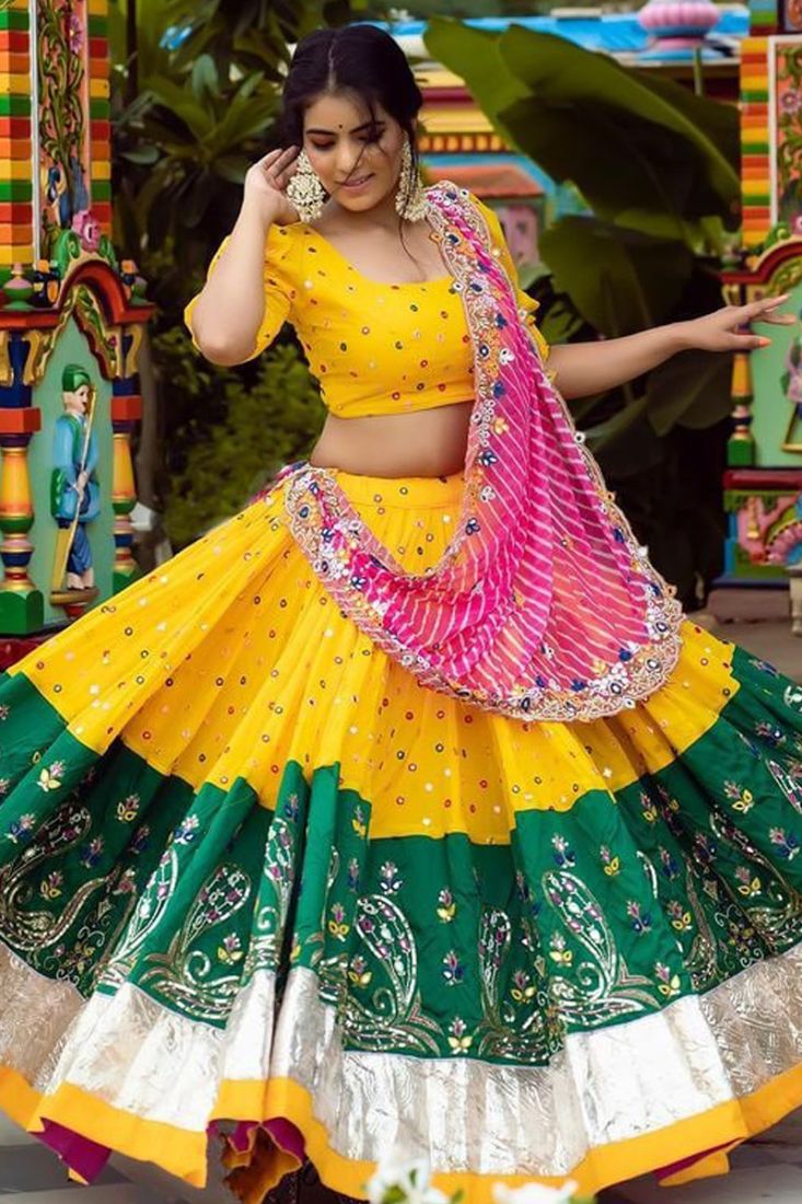 Contrast Color Printed Lehenga Choli For Navratri Festival