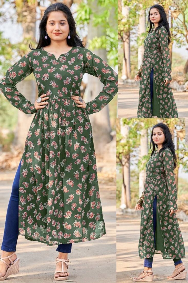 Green Georgette Kurtis Online Shopping for Women at Low Prices