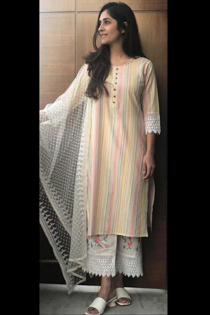 Buy ROYAL EXPORT Womens White color Cotton Printed Straight Kurti Palazzo  Pants Set salwar suit set for women Small at Amazonin