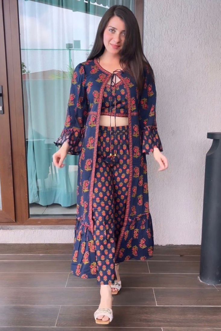 Plazo dress store with long shrug