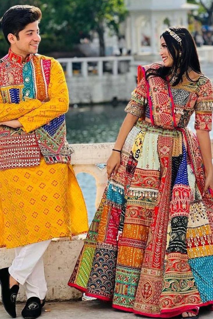 Navratri Wear Multi Color Maslin Cotton Lehenga Choli