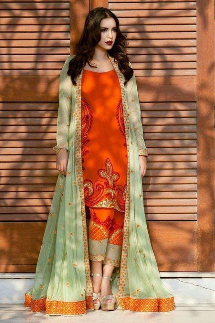 Pakistani Eid Special Party/Ethnic wear Vishnavi Net Salwar Suit With Koti  (Sky blue) – Anarkalion