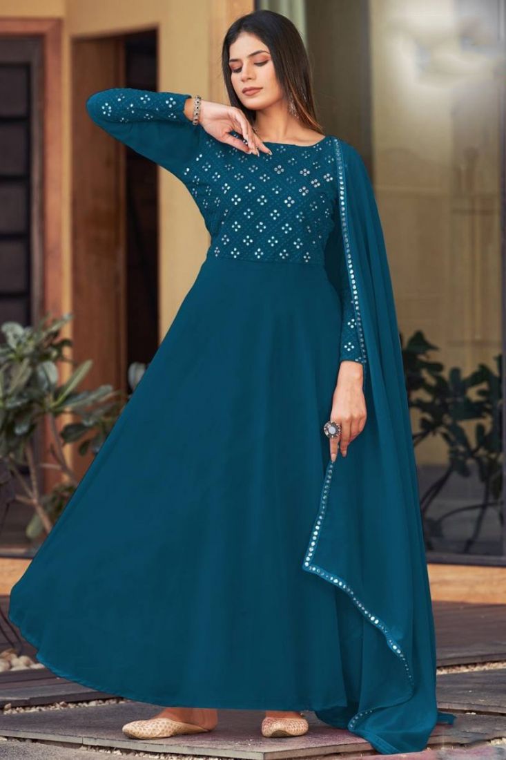 Modal readymade kurti peacock blue and with allover bandhani prints & –  Maatshi