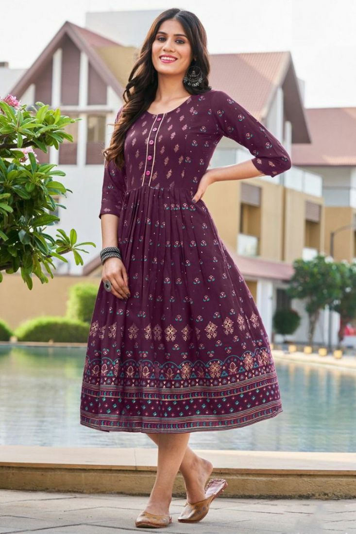 MIDI COLLECTION HEAVY RAYON HANDWORK AND LACE NEW BEAUTIFUL READYMADE  STYLISH FLORAL DESIGN LATEST FANCY GIRLISH FROCK STYLE KURTI AT BEST RATE  SUPPLIER IN INDIA MAURITIUS - Reewaz International | Wholesaler &