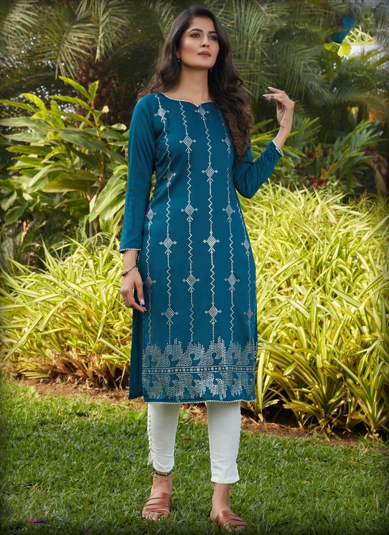 Buy M Mart Round Neck Straight 34 Sleeve Kurti With Pant Online at Best  Prices in India  JioMart