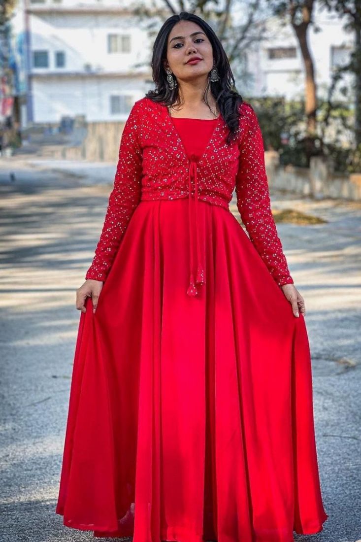 Buy 60/6XL Size Scoop Neck Plain Anarkali Suits Online for Women in USA