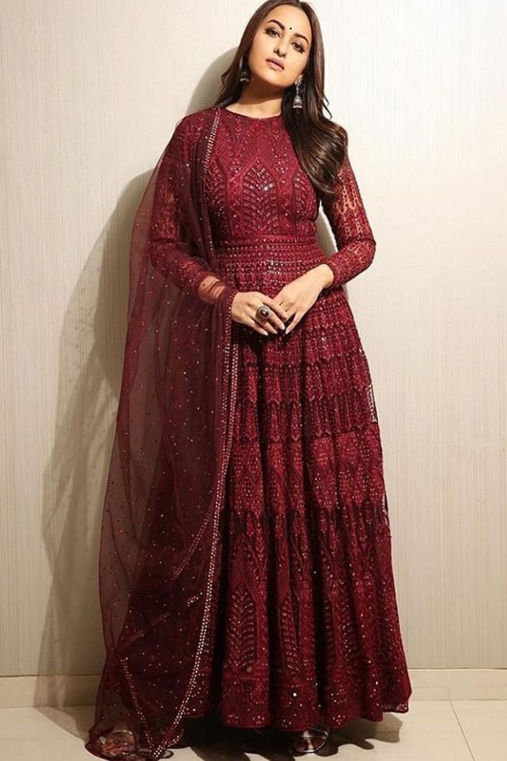 Buy Sonakshi Sinha Design American Crepe Classic Digital Printed Kurti with  Palazzo BBT-346/G4 (M) at Amazon.in