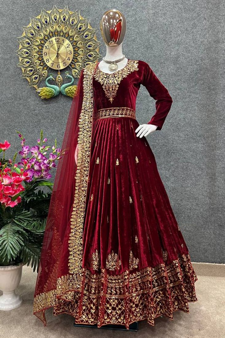Buy Burgundy Velvet Dress Surplice Neck Low V Back High Wrap Leg Online in  India  Etsy