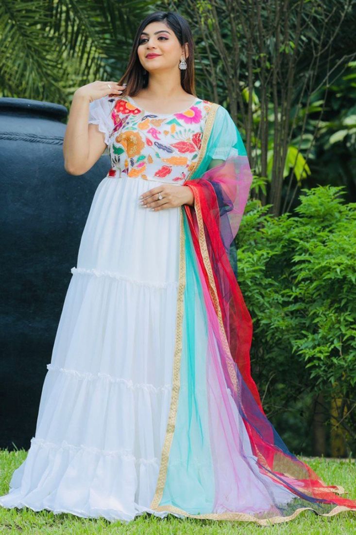White colour anarkali dress best sale