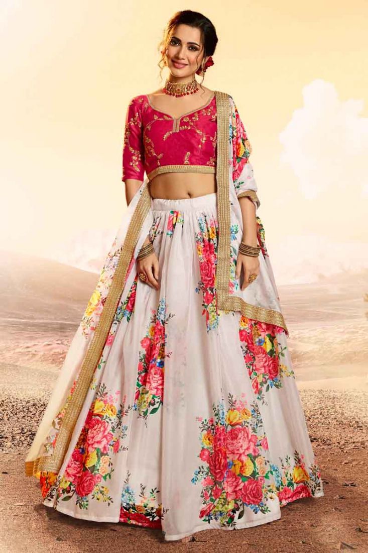 Embroidered, Floral Print, Self Design Semi Stitched Lehenga Choli Price in  India, Full Specifications & Offers | DTashion.com