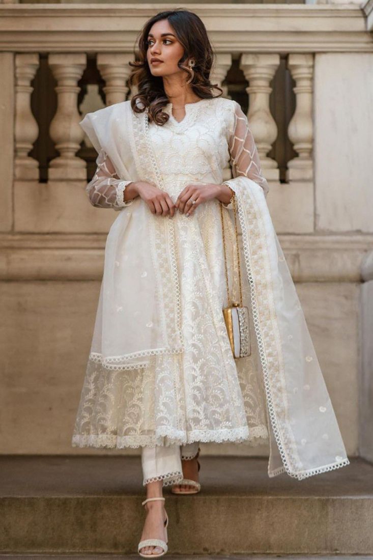 Pure White Heavy Designer Sequence Work Traditional/Festive Special Anarkali  Gown with Jacket - Indian Heavy Anarkali Lehenga Gowns Sharara Sarees  Pakistani Dresses in USA/UK/Canada/UAE - IndiaBoulevard