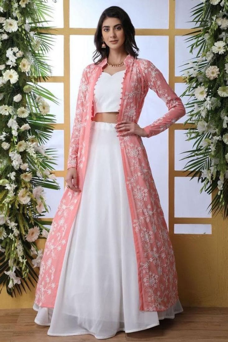 Lehenga choli with long shrug on sale