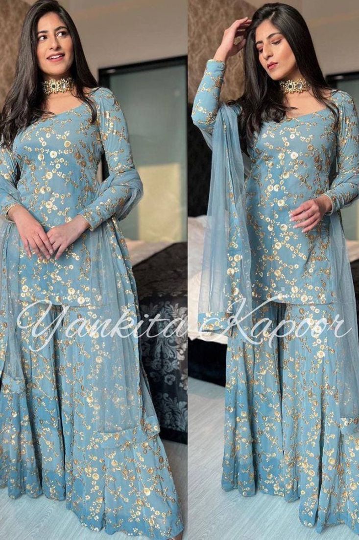 new) Yankita Kapoor Sharara Dress For Engagement 2023
