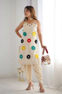 Mirror Work Top & Cozy Dhoti Bottoms in an Ethnic Khadi Co-Ord Set