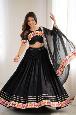 Rayon Lehenga Choli Set with Gamthi Embroidery and Mirror Work