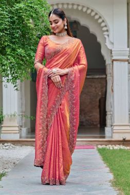 Heavy Diamond Work on a Red Pure Fendy Silk Saree